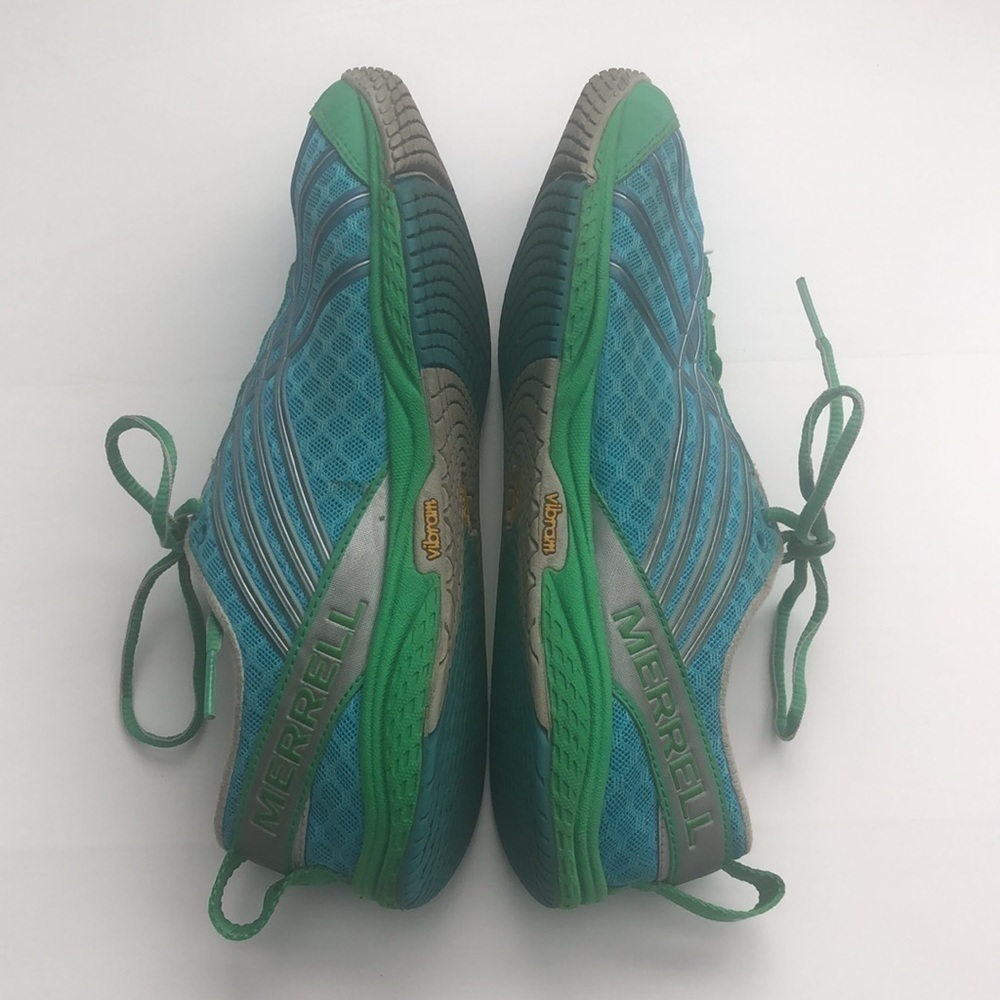 Merrell performance sneakers in blue and green with pull tabs - Picture 3 of 8